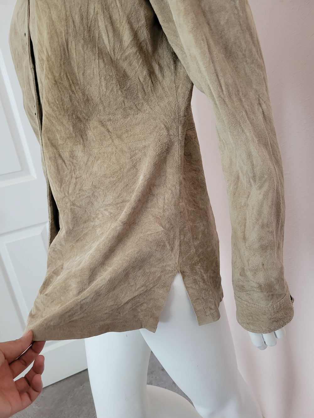 Brandon Thomas Tan Suede Leather Jacket Coat Button Up Shacket Women’s Size M - Picture 3 of 9